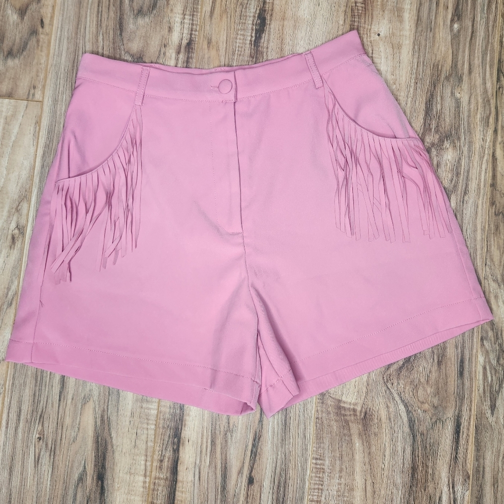 Impressions Pink Fringe Shorts Festival Cowgirl Western Medium Lined